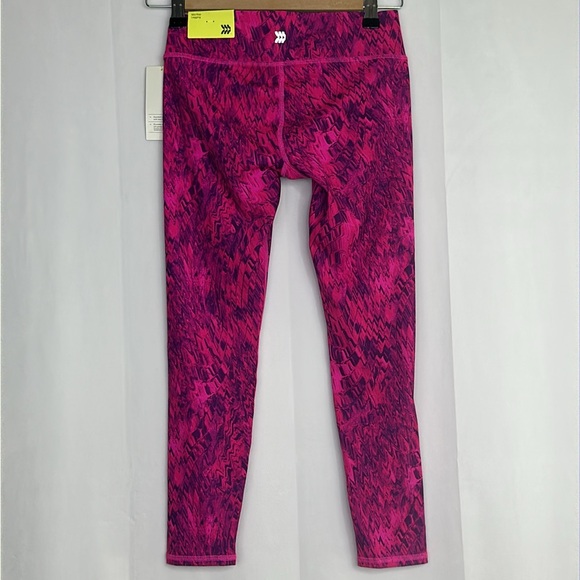 Girls Neon Pink Mid Rise Leggings All in Motion Purple Squiggles - Picture 4 of 9